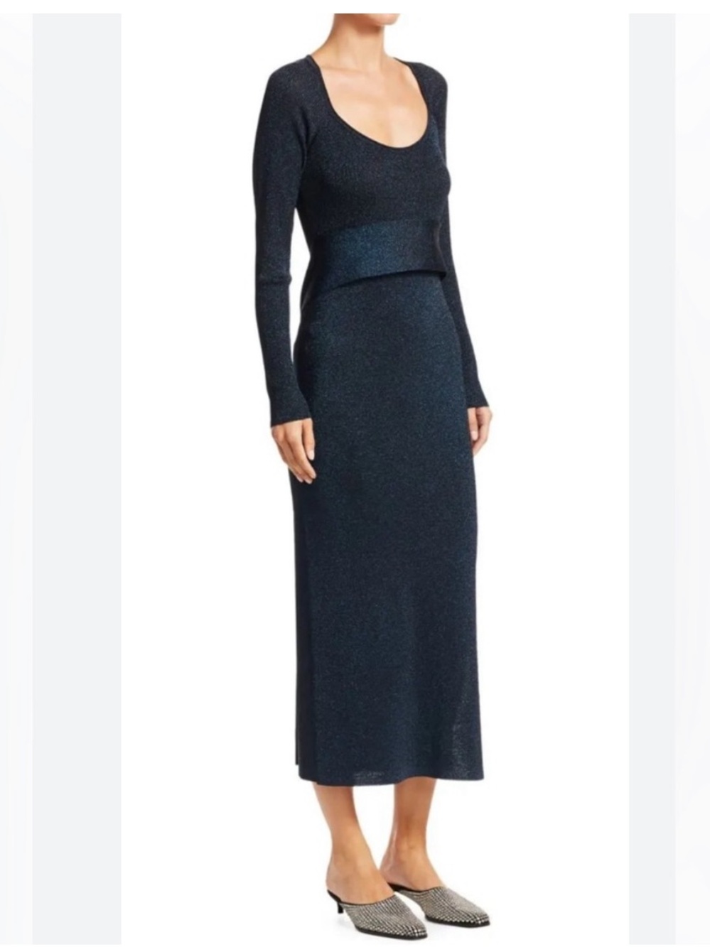 3.1 Phillip Lim Midnight Navy Scoop-Neck Midi Knit Dress